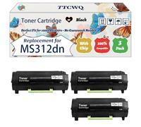 Compatible for Lexmark MS312dn Toner Cartridge Work for Lexmark MS310d MS310dn MS312dn MS415dn MS510dn MS610de MS610dn Printers (3 Pack Black)