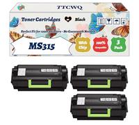 Compatible for Lexmark MS315 Toner Cartridges Work for Lexmark MS310 d MS310 dn MS312 dn MS315 dn MS410 d MS410 Printers (3 Pack Black)