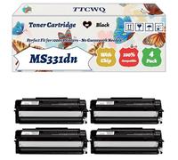 Compatible for Lexmark MS331dn Toner Cartridge Work for Lexmark MS331dn MS431dn MX331adn MX431adn Printers, with Chip, High Yield 3000 Pages, High-Definition Printing (4 Pack Black)