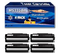 Compatible for Lexmark MS331dn Toner Cartridge, Work for Lexmark MS331dn MS431dn MX331adn MX431adn Printers, Toner Cartridge 55B1000H (4 Pack Black)