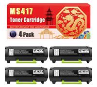 Compatible for Lexmark MS417 MS317 MS417 MS517 MS617 MX317 MX417 MX517 MX617 Toner Cartridge Printers, With Chip Large Capacity 8500 Pages (4 Pack Black)