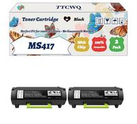 Compatible for Lexmark MS417 Toner Cartridge Work for Lexmark MS317 MS417 MS517 MS617 MX317 MX417 MX517 MX617 Printers, with Chip, High Yield 8500 Pages, High-Definition Printing (2-Pack Black)