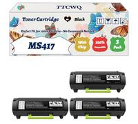 Compatible for Lexmark MS417 Toner Cartridge Work for Lexmark MS317 MS417 MS517 MS617 MX317 MX417 MX517 MX617 Printers, with Chip, High Yield 8500 Pages, High-Definition Printing (3 Pack Black)