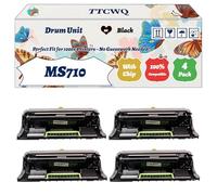 Compatible for Lexmark MS710 Drum Unit Work for Lexmark MS710dn MS810de MS810dn MS810dtn MS810n MS811dn Printers, with Chip, High Yield 60000 Pages, High-Definition Printing (4 Pack Black)