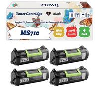 Compatible for Lexmark MS710 Toner Cartridge Work for Lexmark MS811dtn MS811n MS812de MS812dn MS812dtn Printers, with Chip, High Yield 45000 Pages, High-Definition Printing (4 Pack Black)