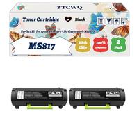 Compatible for Lexmark MS817 Toner Cartridge Work for Lexmark MS817 MS818 Printers, with Chip, High Yield 25000 Pages, High-Definition Printing (2-Pack Black)