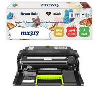 Compatible for Lexmark mx317 Drum Unit Work for Lexmark MS410 dn MS415 dn MS417 dn MS510 dn MS517 dr MS610 de Printers, with Chip, High Yield 60000 Pages, High-Definition Printing (1 Pack Black)