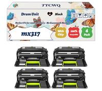 Compatible for Lexmark mx317 Drum Unit Work for Lexmark MS410 dn MS415 dn MS417 dn MS510 dn MS517 dr MS610 de Printers, with Chip, High Yield 60000 Pages, High-Definition Printing (4 Pack Black)