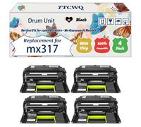 Compatible for Lexmark mx317 Drum Unit Work for Lexmark MS610 dn MS610 dte MS610 dtn MS617 dhn MS617 dn MX 617 Printers (4 Pack Black)