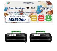 Compatible for Lexmark MX510de Toner Cartridge Work for Lexmark MX310de MX310dn MX410de MX510de MX511de Printers, with Chip, High Yield 20000 Pages, High-Definition Printing (2-Pack Black)