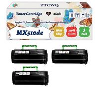 Compatible for Lexmark MX510de Toner Cartridge Work for Lexmark MX310de MX310dn MX410de MX510de MX511de Printers, with Chip, High Yield 10000 Pages, High-Definition Printing (3 Pack Black)