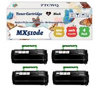Compatible for Lexmark MX510de Toner Cartridge Work for Lexmark MX310de MX310dn MX410de MX510de MX511de Printers, with Chip, High Yield 20000 Pages, High-Definition Printing (4 Pack Black)