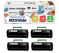 Compatible for Lexmark MX510de Toner Cartridge Work for Lexmark MX511dhe MX511dte MX611de MX611dhe Printers, with Chip, High Yield 20000 Pages, High-Definition Printing (4 Pack Black)