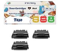 Compatible for Lexmark T650 Toner Cartridges Work for Lexmark T652n T654dn T654dtn T654n Printers, with Chip, High Yield 8000 Pages, High-Definition Printing (3 Pack Black)