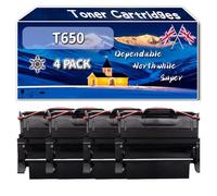 Compatible for Lexmark T650 Toner Cartridges, Work for Lexmark T652n T654dn T654dtn T654n T656dne Printers, Toner Cartridges (4 Pack Black)