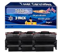 Compatible for Lexmark T650 Toner Cartridges, Work for Lexmark T652n T654dn T654dtn T654n T656dne Printers, Toner Cartridges (3 Pack Black)