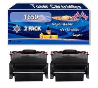 Compatible for Lexmark T650 Toner Cartridges, Work for Lexmark T652n T654dn T654dtn T654n T656dne Printers, Toner Cartridges (2-Pack Black)
