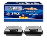 Compatible for Lexmark T650dn Toner Cartridge, Work for Lexmark T650dn T650dtn T650n T652dn T652dtn T652n T654dn T654dtn T654n Printers, Toner Cartridge T650A21E (2-Pack Black)