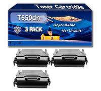 Compatible for Lexmark T650dn Toner Cartridge, Work for Lexmark T650dn T650dtn T650n T652dn T652dtn T652n T654dn T654dtn T654n Printers, Toner Cartridge T650A21E (3 Pack Black)