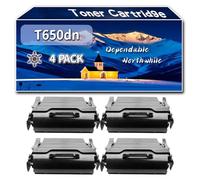 Compatible for Lexmark T650dn Toner Cartridge, Work for Lexmark T650dn T650dtn T650n T652dn T652dtn T652n T654dn T654dtn T654n Printers, Toner Cartridge T650A21E (4 Pack Black)
