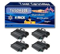Compatible for Lexmark T650H11E Toner Cartridges, Work for Lexmark T652n T654dn T654dtn T654n T656dne Printers, Toner Cartridges (4 Pack Black)