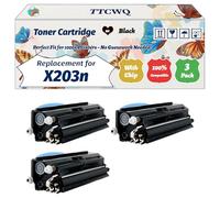 Compatible for Lexmark X203n Toner Cartridge Work for Lexmark X203n X204n Printers, with Chip, High Yield 3500 Pages, High-Definition Printing (3 Pack Black)