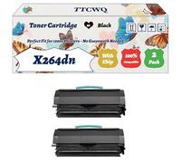 Compatible for Lexmark X264dn Toner Cartridge Work for Lexmark X262 X264dn X363dn X364dn X364dw Printers, with Chip, High Yield 9000 Pages, High-Definition Printing (2-Pack Black)