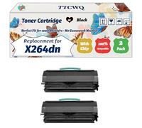 Compatible for Lexmark X264dn Toner Cartridge Work for Lexmark X262 X264dn X363dn X364dn X364dw Printers, with Chip, High Yield 9000 Pages, High-Definition Printing (2-Pack Black)