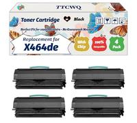 Compatible for Lexmark X464de Toner Cartridge Work for Lexmark X463de X464de X466de X466dte X466dwe Printers, with Chip, High Yield 9000 Pages, High-Definition Printing (4 Pack Black)