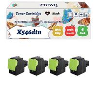 Compatible for Lexmark X546dtn Toner Cartridge Work for Lexmark C546 C546dtn X544 X544dtn X546dtn Printers, with Chip, High Yield 2500 Pages, High-Definition Printing (4 Pack Black)