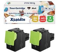 Compatible for Lexmark X546dtn Toner Cartridge Work for Lexmark C546 C546dtn X544 X544dtn X546dtn Printers, with Chip, High Yield 2500 Pages, High-Definition Printing (2 Pack Black)
