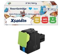 Compatible for Lexmark X546dtn Toner Cartridge Work for Lexmark C546 C546dtn X544 X544dtn X546dtn Printers, with Chip, High Yield 2500 Pages, High-Definition Printing (1 Pack Cyan)
