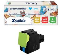 Compatible for Lexmark X548de Toner Cartridge Work for Lexmark C546 C546dtn X544dtn X546dtn X548de X548dte Printers, with Chip, High Yield 6000 Pages, High-Definition Printing (1 Pack Cyan)
