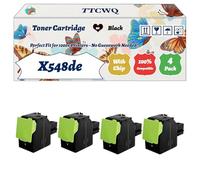 Compatible for Lexmark X548de Toner Cartridge Work for Lexmark C546 C546dtn X544dtn X546dtn X548de X548dte Printers, with Chip, High Yield 6000 Pages, High-Definition Printing (4 Pack Black)