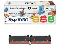 Compatible for Lexmark X746H1KG X746A1CG X746A1MG X746A1YG Toner Cartridge Work for Lexmark X746DE X748DE Printers (2 Pack Black)