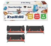 Compatible for Lexmark X746H1KG X746A1CG X746A1MG X746A1YG Toner Cartridge Work for Lexmark X746DE X748DE Printers (3 Pack Black)