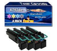Compatible for Lexmark X792de Toner Cartridge, Work for Lexmark C792de C792dhe C792dte C792E X792de Printers, Toner Cartridge X792X1KG X792X1CG X792X1MG X792X1YG (4-Pack BK/C/M/Y)