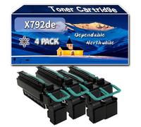 Compatible for Lexmark X792de Toner Cartridge, Work for Lexmark C792de C792dhe C792dte C792E X792de Printers, Toner Cartridge X792X1KG X792X1CG X792X1MG X792X1YG (4 Pack Black)