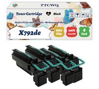 Compatible for Lexmark X792de Toner Cartridge Work for Lexmark C792de C792dhe C792dte C792E X792de Printers, with Chip, High Yield 20000 Pages, High-Definition Printing (4 Pack Black)