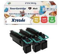 Compatible for Lexmark X792de Toner Cartridge Work for Lexmark C792de C792dhe C792dte C792E X792de Printers, with Chip, High Yield 20000 Pages, High-Definition Printing (3 Pack Black)