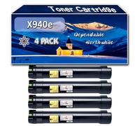 Compatible for Lexmark X940e Toner Cartridge, Work for Lexmark X940e X945e Printers, Toner Cartridge X945X2KG X945X2CG X945X2MG X945X2YG (4 Pack Black)