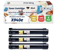 Compatible for Lexmark X940e Toner Cartridge Work for Lexmark X940e X945e Printers, with Chip, High Yield 32000 Pages, High-Definition Printing (3 Pack Black)