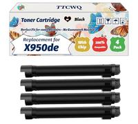 Compatible for Lexmark X950de Toner Cartridge Work for Lexmark X950 X950de X950dhe X952 X952de X954de Printers, with Chip, High Yield 36000 Pages, High-Definition Printing (4 Pack Black)