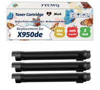 Compatible for Lexmark X950de Toner Cartridge Work for Lexmark X950 X950de X950dhe X952 X952de X954de Printers, with Chip, High Yield 36000 Pages, High-Definition Printing (3 Pack Black)