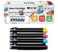 Compatible for Lexmark X950de Toner Cartridge Work for Lexmark X950 X950de X950dhe X952 X952de X954de Printers, with Chip, High Yield 36000 Pages, High-Definition Printing (4-Pack BK/C/M/Y)