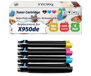 Compatible for Lexmark X950de Toner Cartridge Work for Lexmark X950 X950de X950dhe X952 X952de X954de Printers, with Chip, High Yield 36000 Pages, High-Definition Printing (4-Pack BK/C/M/Y)