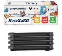 Compatible for Lexmark X950X2KG X950X2CG X950X2MG X950X2YG Toner Cartridge Work for Lexmark X955DE X950DHE X950DE X950 C950DE Printers (4 Pack Black)