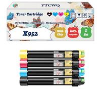 Compatible for Lexmark X952 Toner Cartridge Work for Lexmark X952 X954 Printers, with Chip, High Yield 32000 Pages, High-Definition Printing (4-Pack BK/C/M/Y)