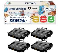 Compatible for Lexmark XS652de Toner Cartridge Work for Lexmark XS652de XS658dfe Printers, with Chip, High Yield 25000 Pages, High-Definition Printing (4 Pack Black)