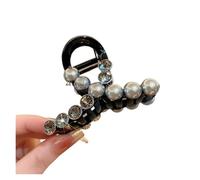 Compatible For Light luxury temperament flash diamond gray shark clip, exquisite hair grab on the back of the head, headgear hairpin(Black grab clip)